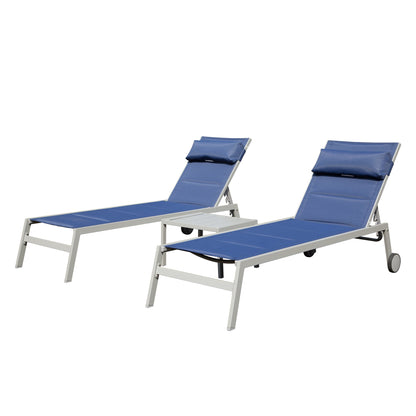 Aluminum Chaise Lounge Set and the Side Table
