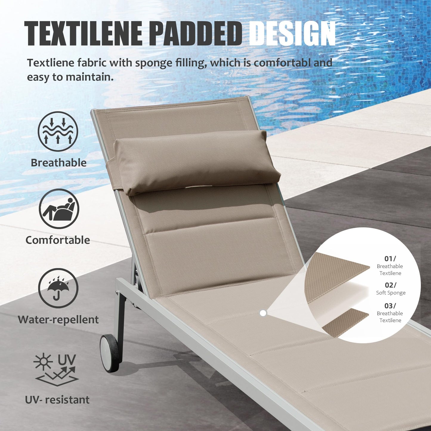 Outdoor Patio Chaise Lounge Set And Side Table