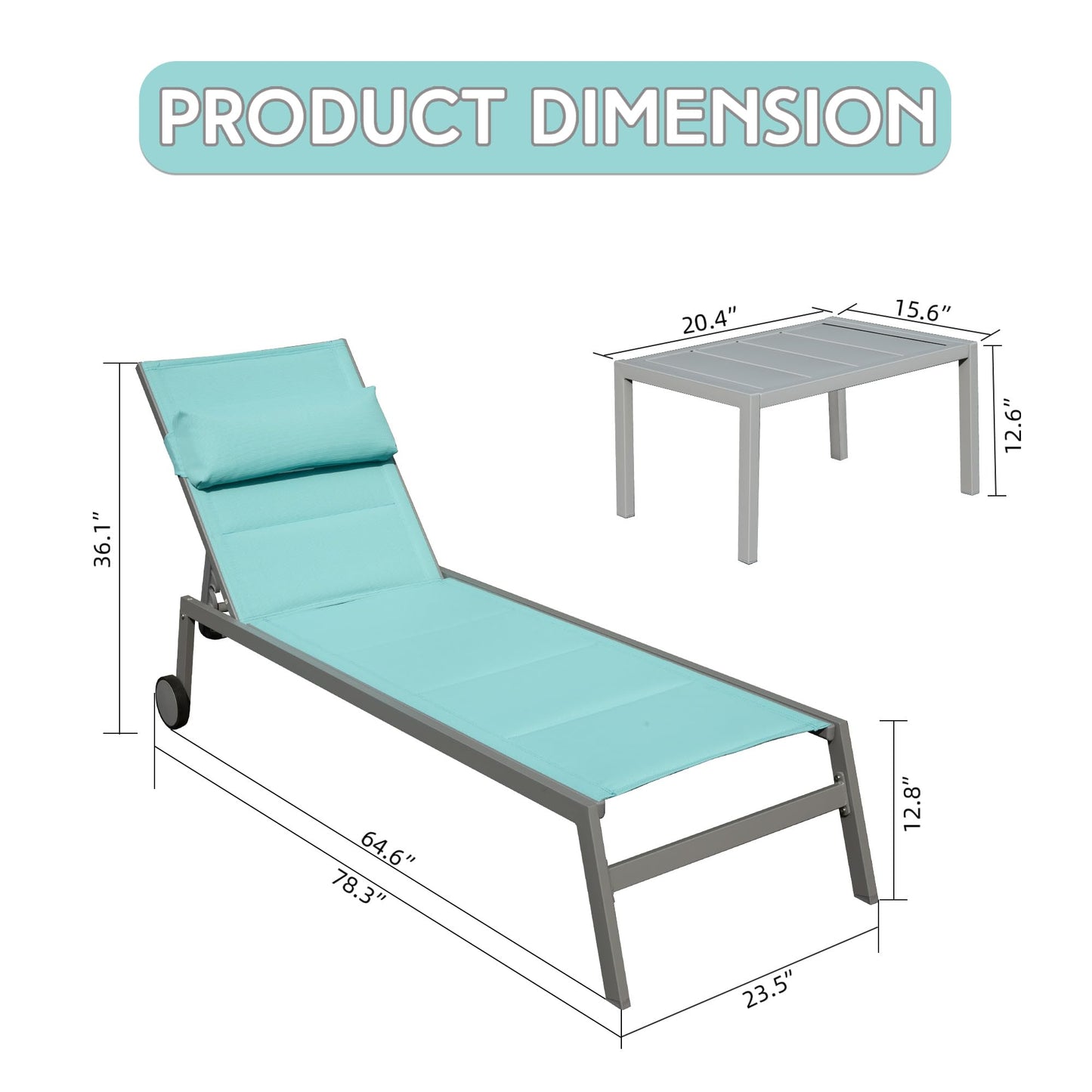 Durable Outdoor Patio Chaise Lounge Set of Three