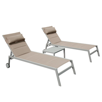 Outdoor Patio Chaise Lounge Set And Side Table