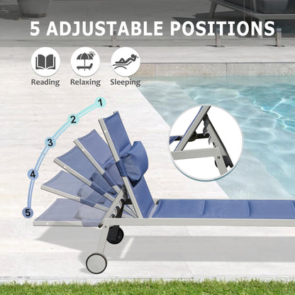 Aluminum Chaise Lounge Set and the Side Table