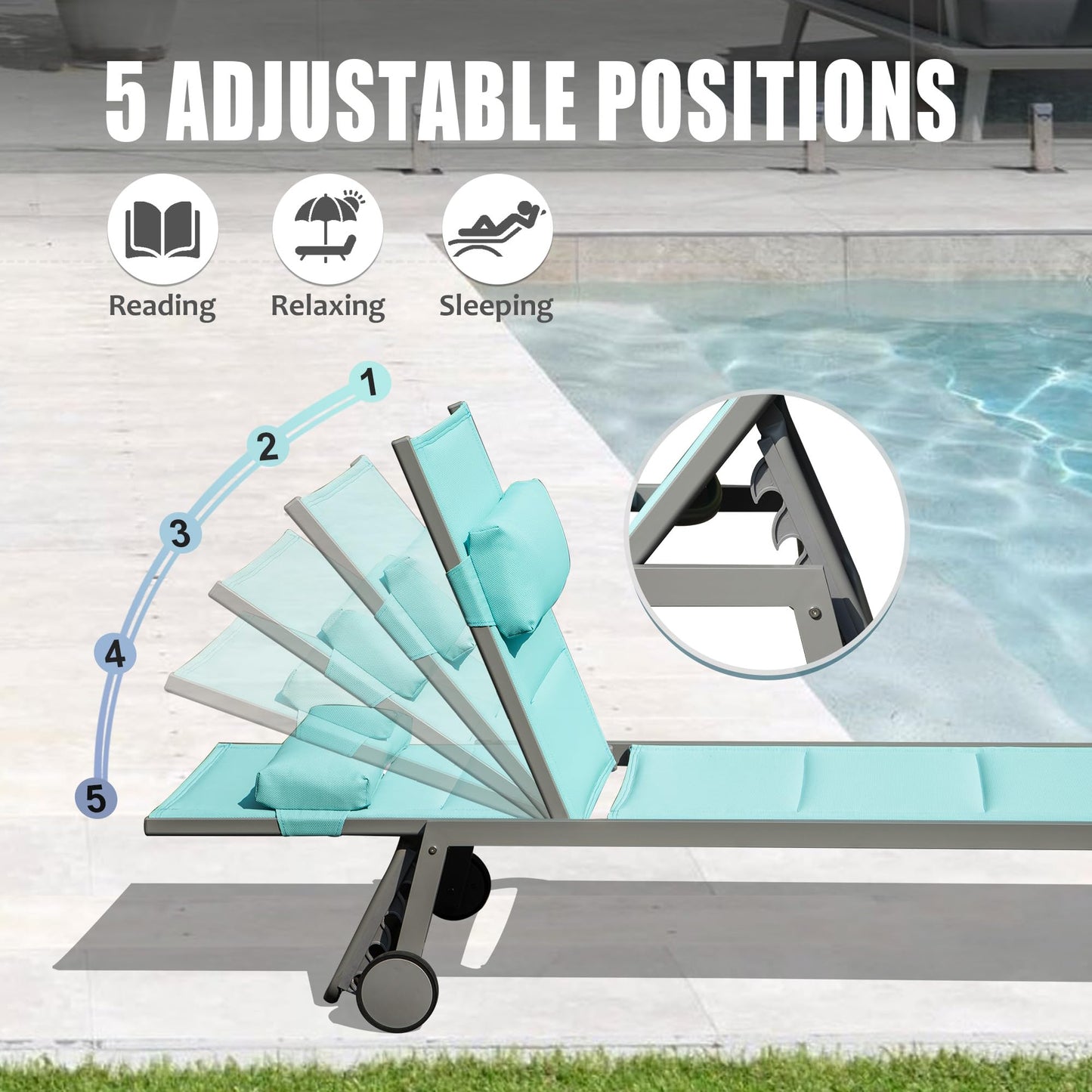 Durable Outdoor Patio Chaise Lounge Set of Three