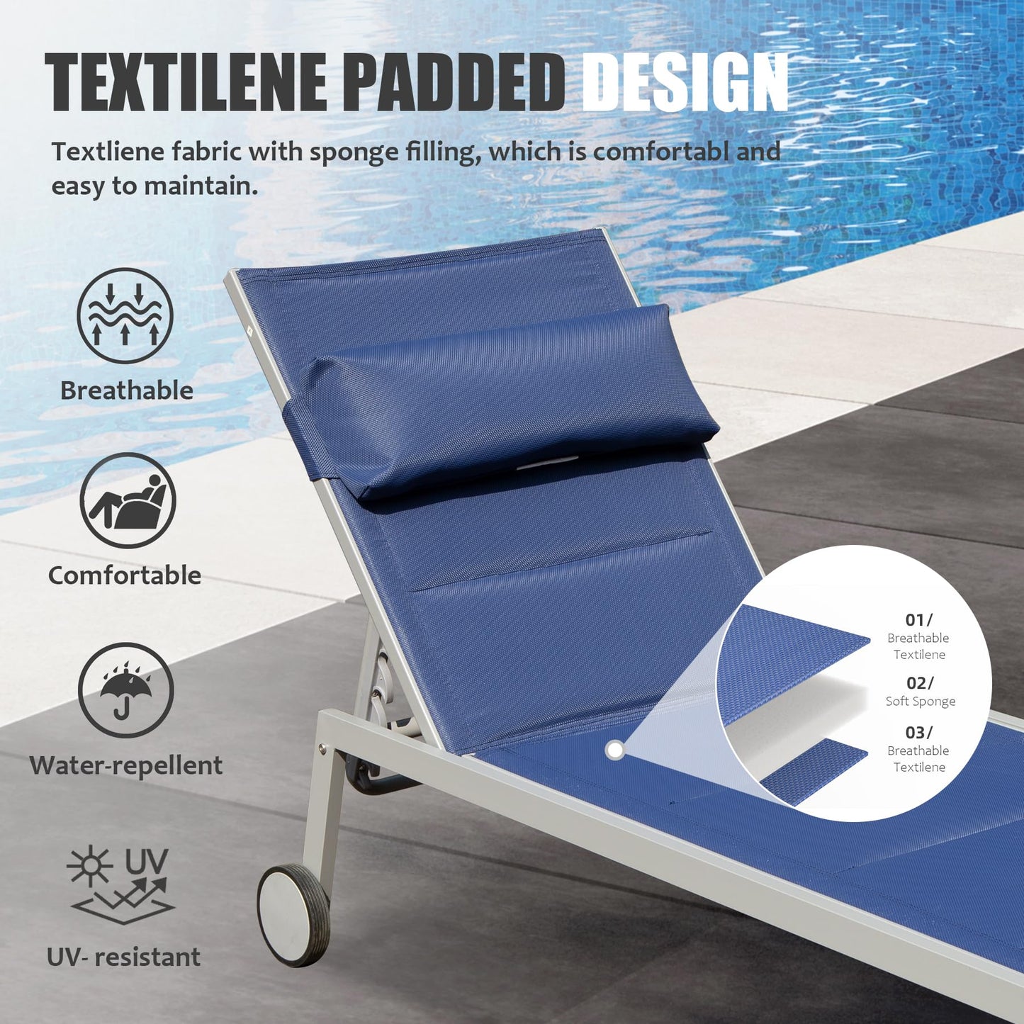 Aluminum Chaise Lounge Set and the Side Table