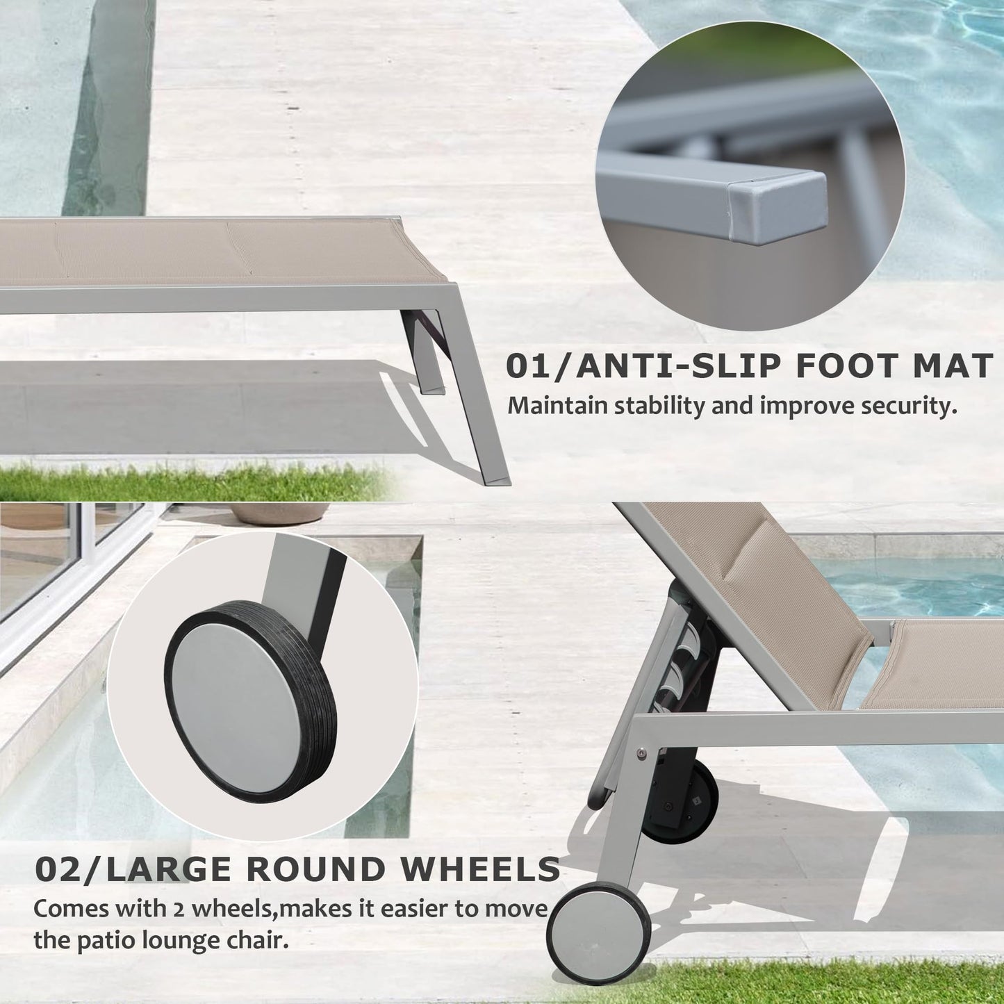 Outdoor Patio Chaise Lounge Set And Side Table