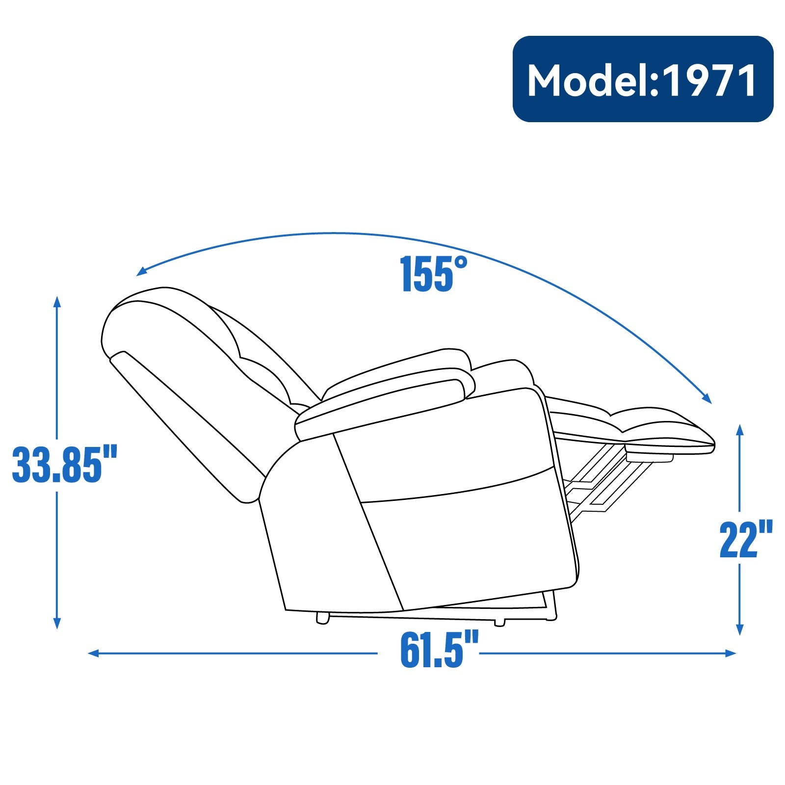 HouseOfZazla power lift recliner with massage and heat, model 1971, 155° recline on Tampa Home & Garden Store