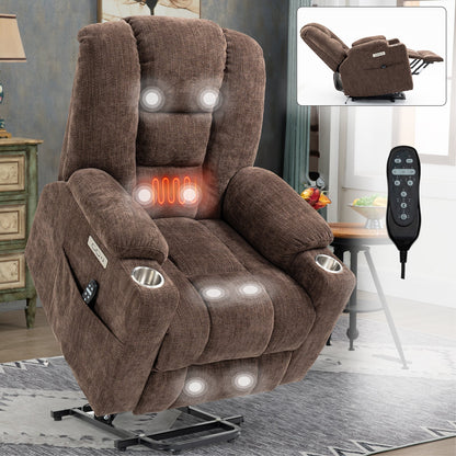 Large Power Lift Recliner Chair by HouseOfZazla brown with massage and heat remote on Tampa Home & Garden Store