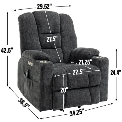 Large power lift recliner chair with massage and heat in dark gray fabric by HouseOfZazla on Tampa Home & Garden Store