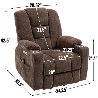 Power lift recliner chair with massage and heat in brown upholstery by HouseOfZazla on Tampa Home & Garden Store