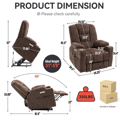 Large Power Lift Recliner Chair with Massage and Heat in brown fabric by HouseOfZazla on Tampa Home & Garden Store