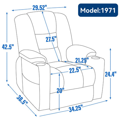 HouseOfZazla power lift recliner chair with massage and heat, 42.5inH x34.25inD on Tampa Home & Garden Store