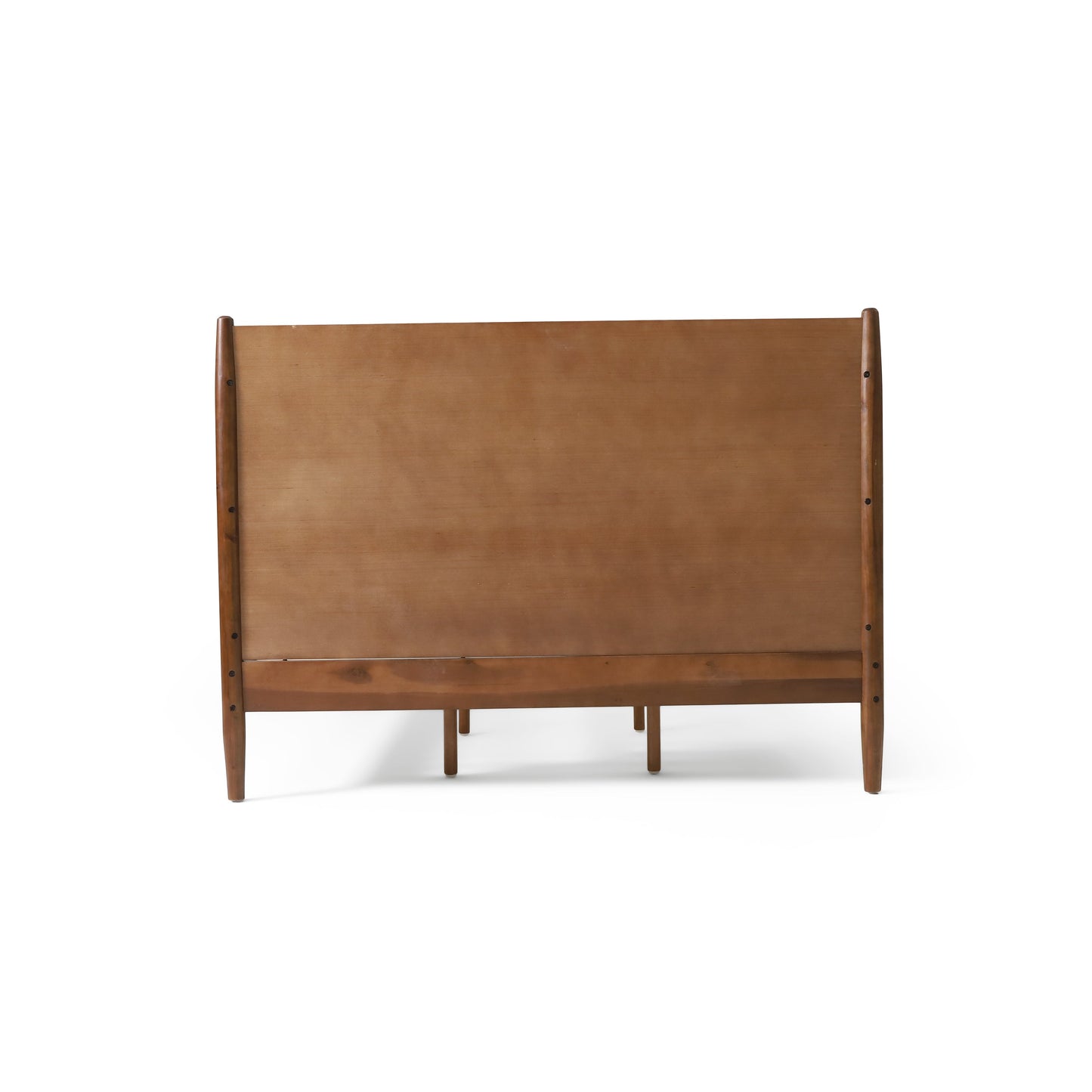 Cohron Solid Wood Platform Bed Queen by HouseOfZazla with warm brown wood and rounded posts on Tampa Home & Garden Store