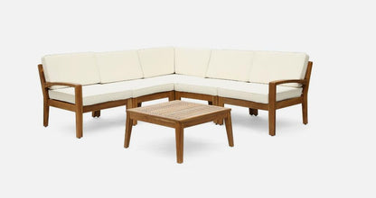 Outdoor Acacia Wood Sectional Sofa Set and Bench