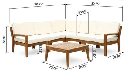 Outdoor Acacia Wood Sectional Sofa Set and Bench