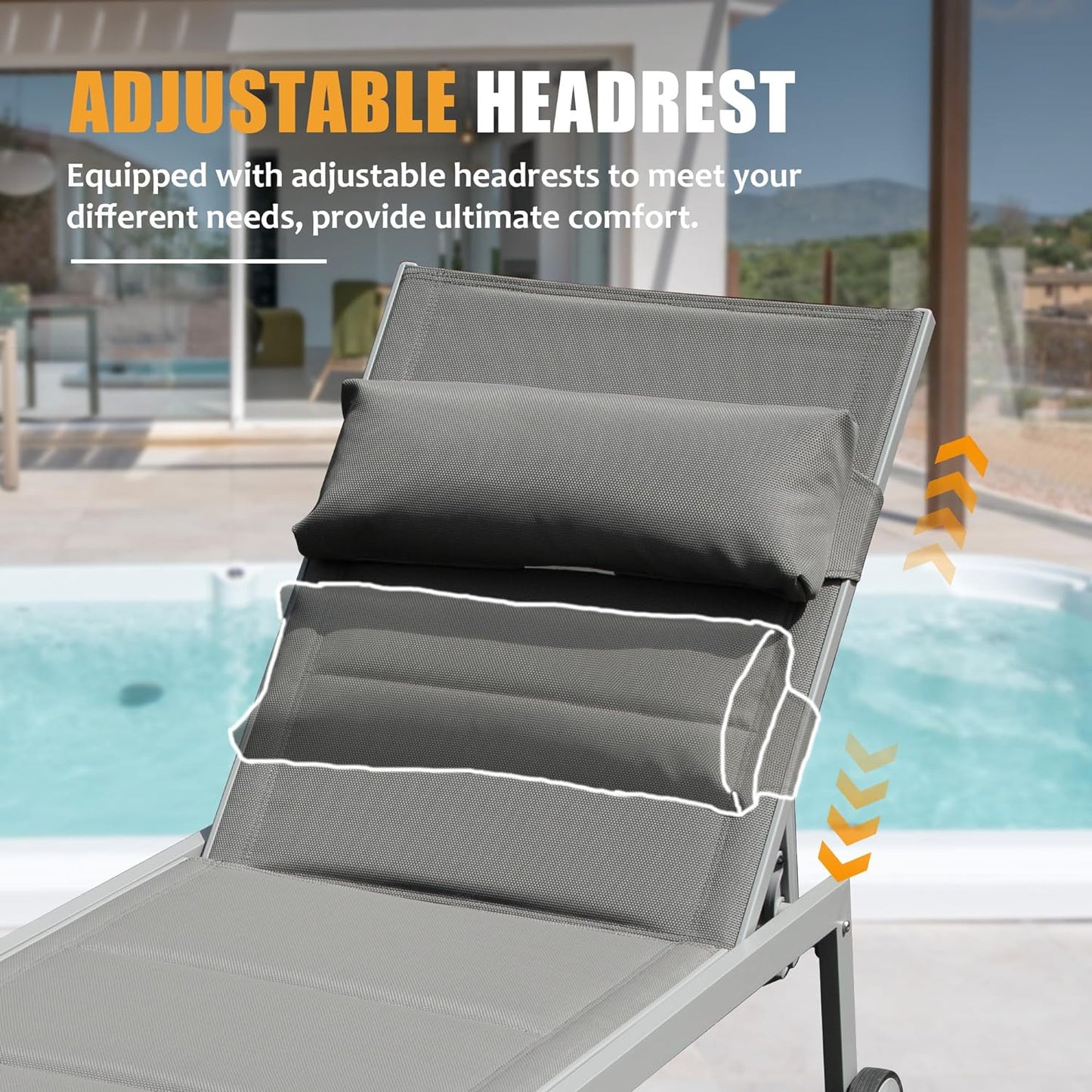 Outdoor Chaise Lounge Set of 3 with Side Table
