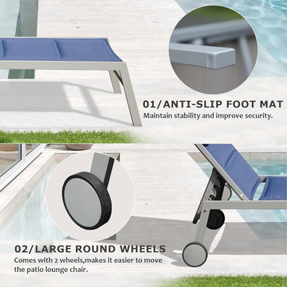 Aluminum Chaise Lounge Set and the Side Table
