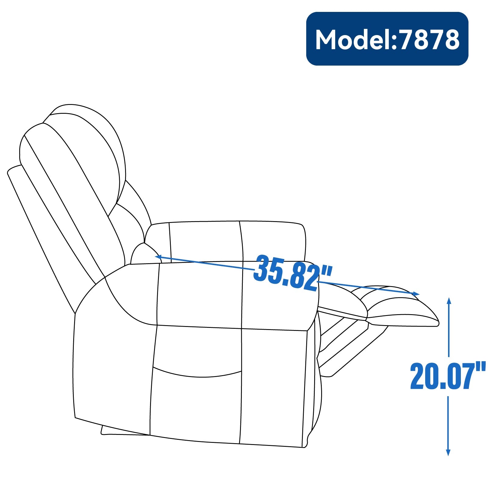 Power Lift Recliner Chair with Heat and Massage, HouseOfZazla recliner illustration with extended footrest on Tampa Home & Garden Store