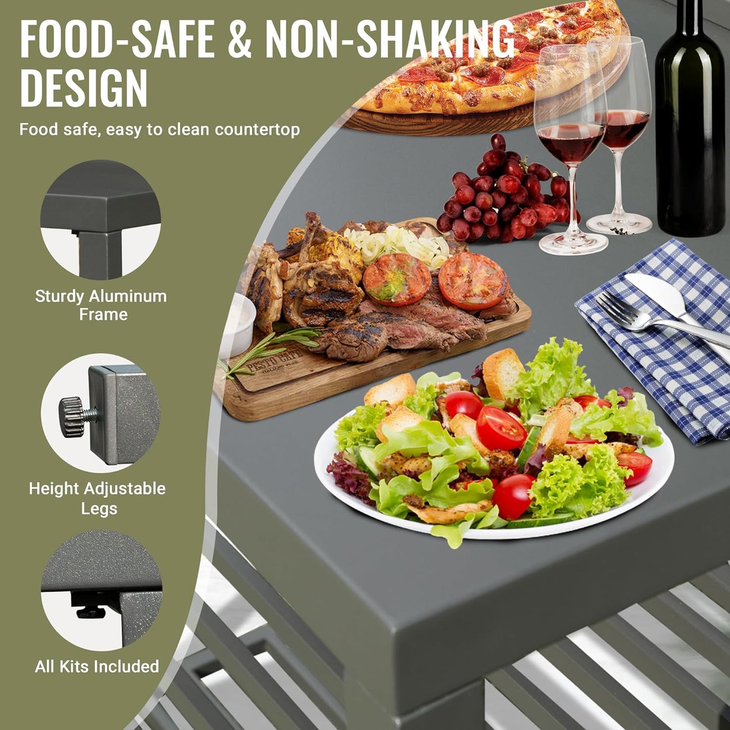 Aluminum Outdoor Island with Storage and Shelves