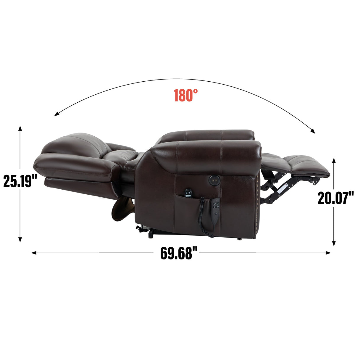 Power lift recliner chair with heat and massage in brown leather by HouseOfZazla on Tampa Home & Garden Store