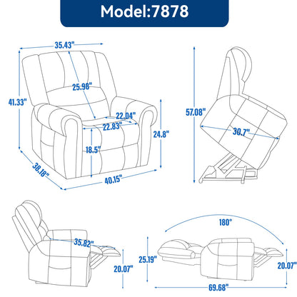 Power Lift Recliner Chair with Heat and Massage by HouseOfZazla — blueprint with dimensions on Tampa Home & Garden Store