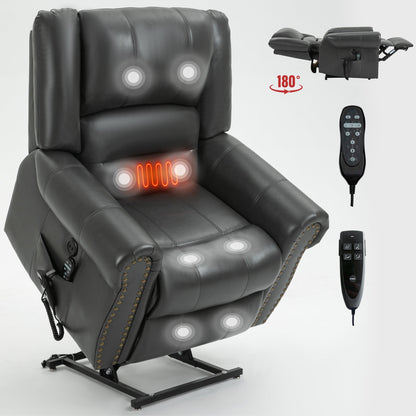 Power Lift Recliner Chair with Heat and Massage in dark gray leather HouseOfZazla on Tampa Home & Garden Store