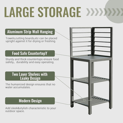 Aluminum Outdoor Island with Storage and Shelves