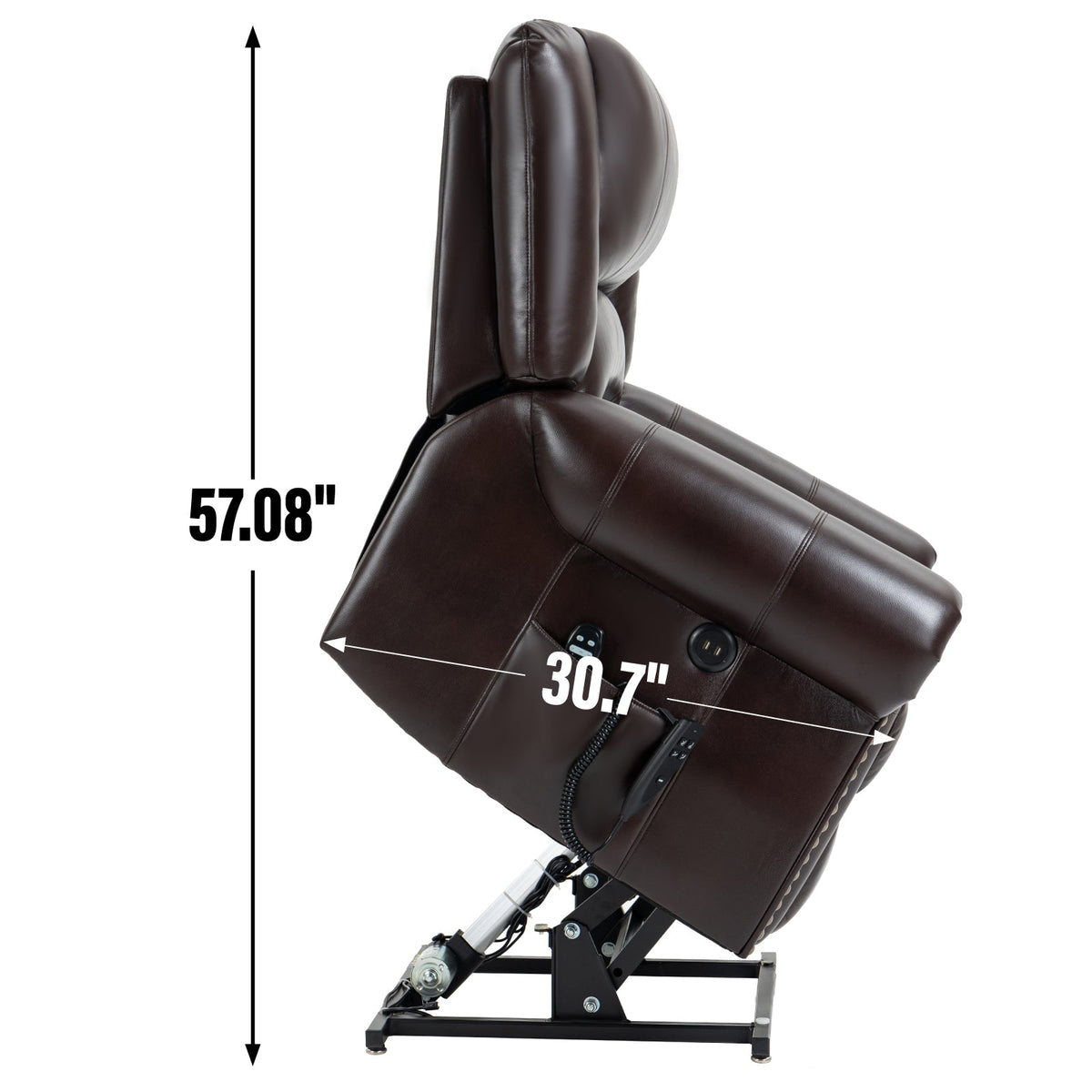 Power lift recliner chair in dark brown leather with heat and massage by HouseOfZazla on Tampa Home & Garden Store