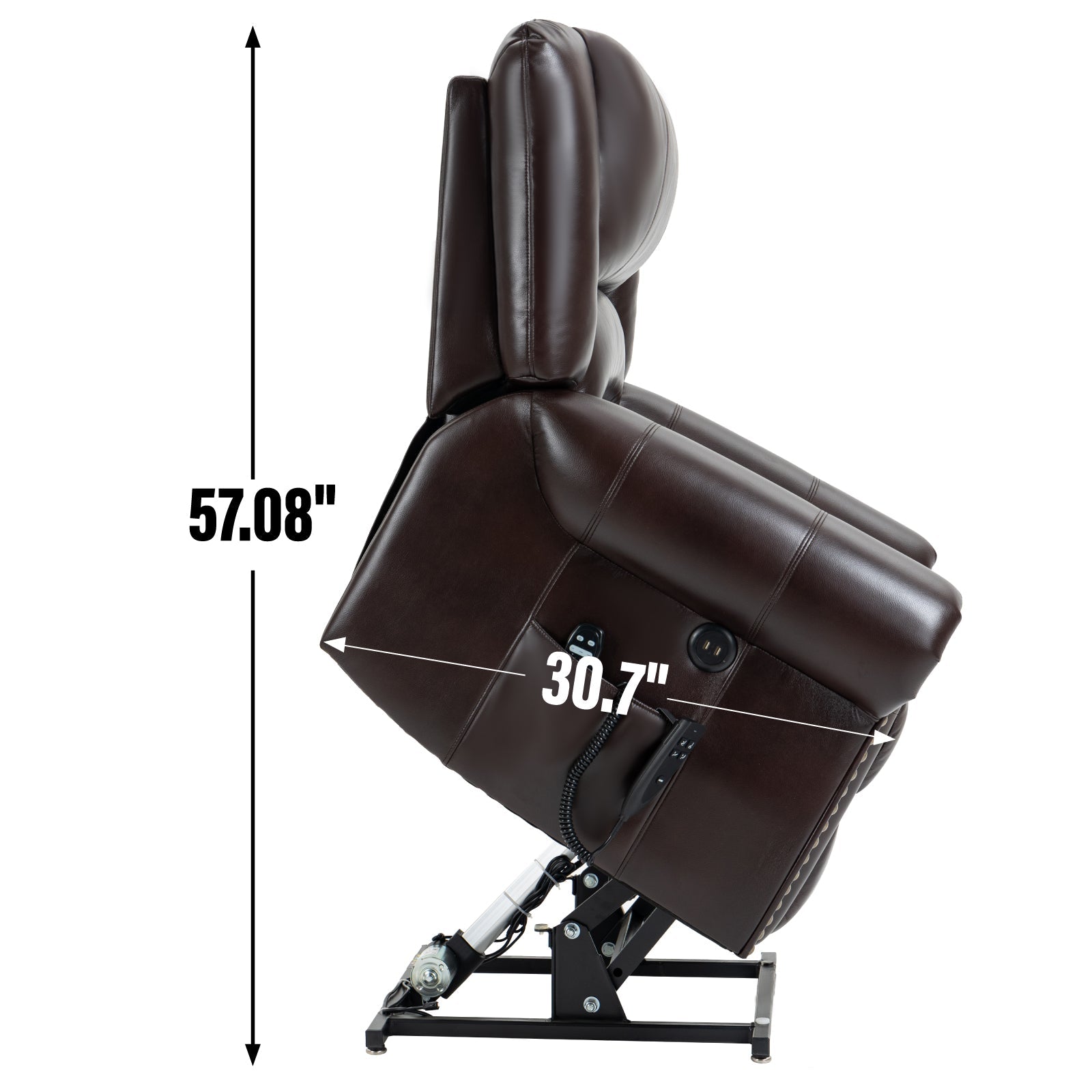 Power lift recliner chair in dark brown leather with heat and massage by HouseOfZazla on Tampa Home & Garden Store