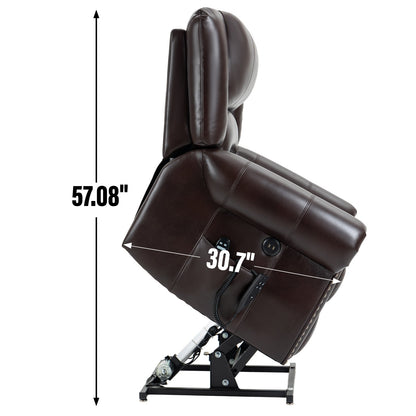 Power lift recliner chair in dark brown leather with heat and massage by HouseOfZazla on Tampa Home & Garden Store