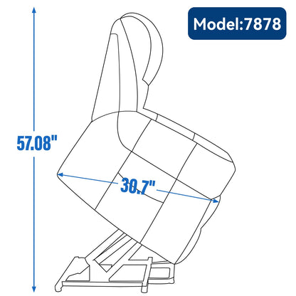 Power Lift Recliner Chair line drawing with model 7878 and 57.08 in height 30.7 in width on Tampa Home & Garden Store