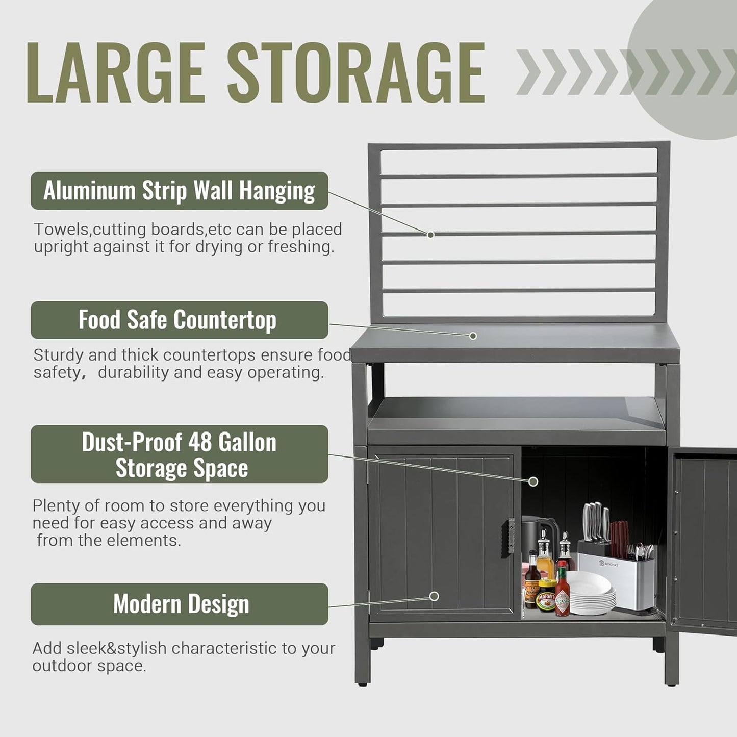 Aluminum Outdoor Kitchen Island With Storage