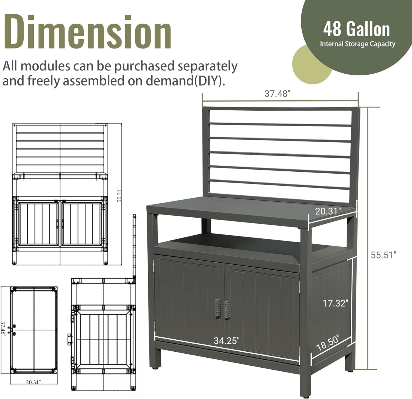 Aluminum Outdoor Kitchen Island With Storage