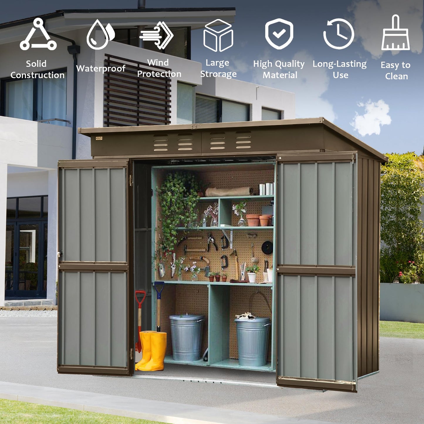 Metal Garden Shed And Secure Double Door Storage