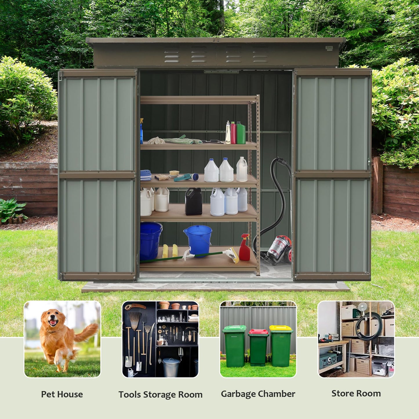 Metal Garden Shed And Secure Double Door Storage