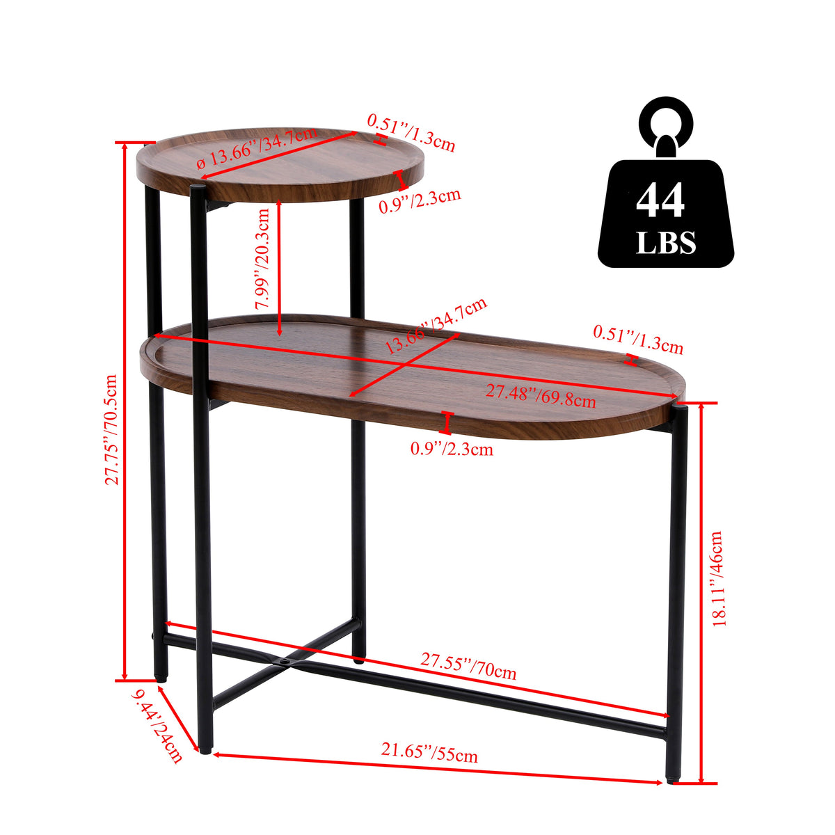 Modern Oval Coffee Table and Small Storage Shelf