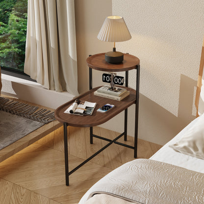 Modern Oval Coffee Table and Small Storage Shelf