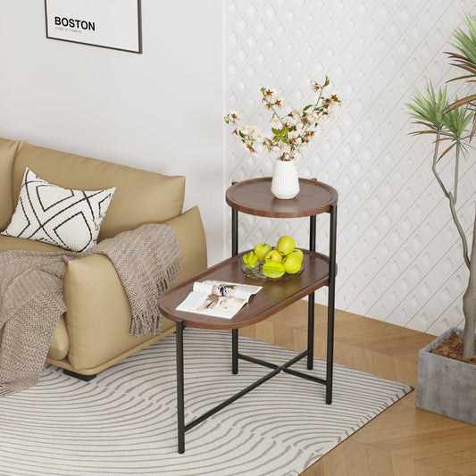 Modern Oval Coffee Table and Small Storage Shelf