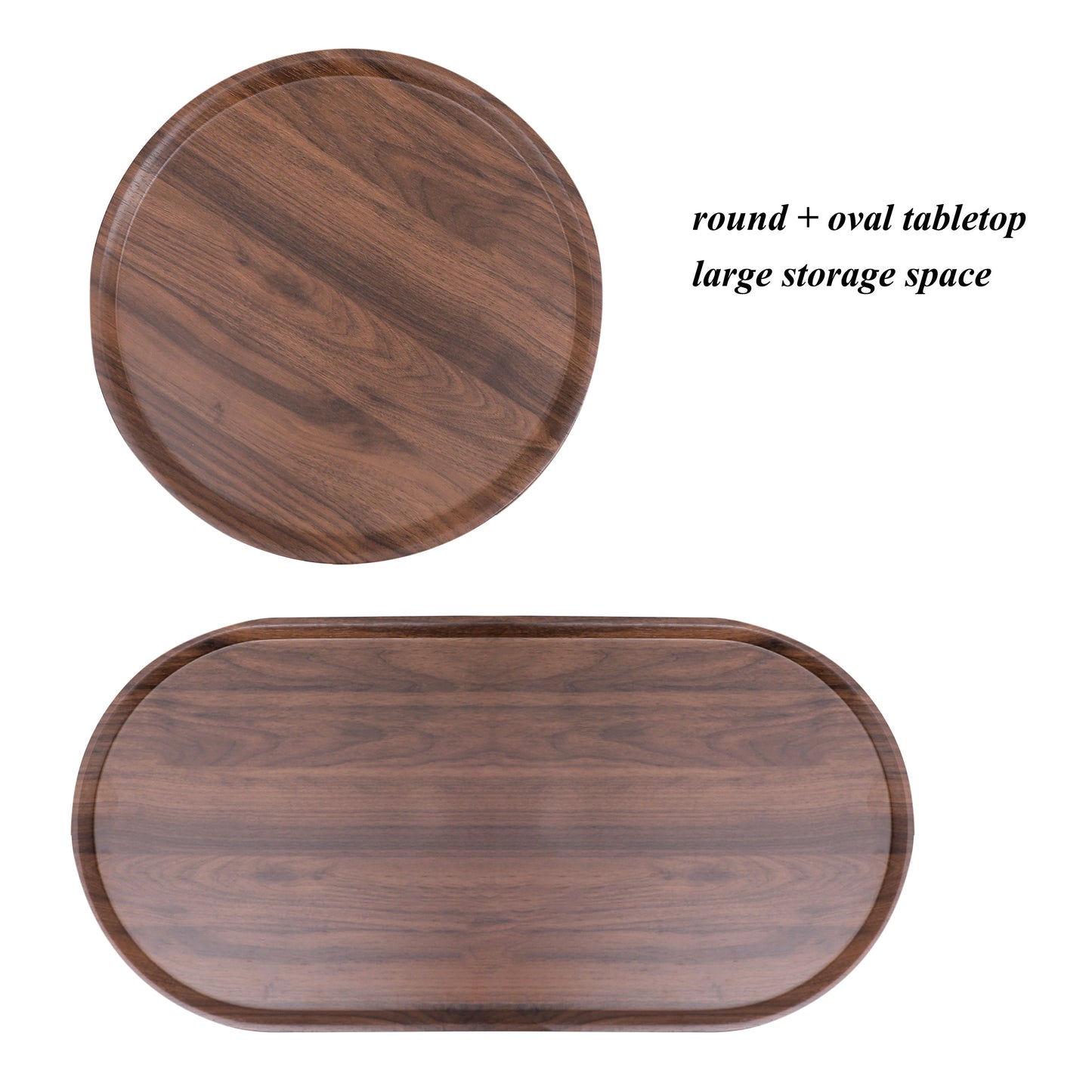 Modern Oval Coffee Table and Small Storage Shelf