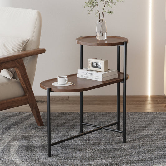 Modern Oval Coffee Table and Small Storage Shelf