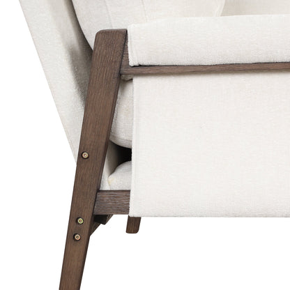 Kelly Mid-Century Modern Velvet Accent Armchair cream velvet dark wood frame HouseOfZazla on Tampa Home & Garden Store