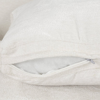 Cream velvet accent armchair upholstery closeup with zipper detail on Tampa Home & Garden Store
