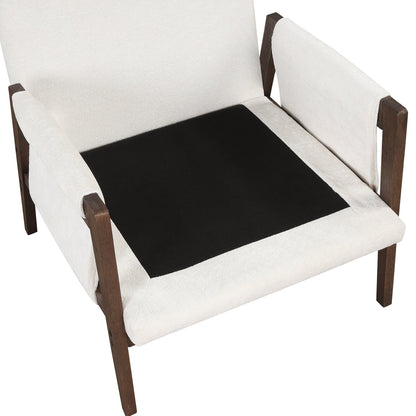Kelly Mid-Century Modern Velvet Armchair with white upholstery, walnut legs on Tampa Home & Garden Store