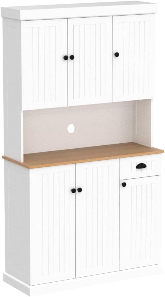 Kitchen Pantry Storage Cabinet and Microwave Rack