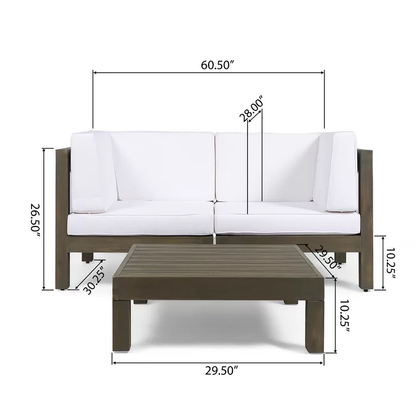 Brava X-Back 2-Seater Loveseat with Coffee Table by HouseOfZazla, white cushions on Tampa Home & Garden Store