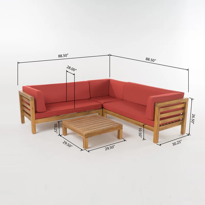 Oana Outdoor Wooden Sectional with the Cushions