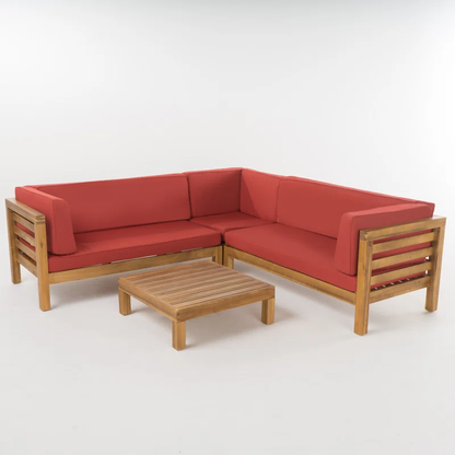 Oana Outdoor Wooden Sectional with the Cushions