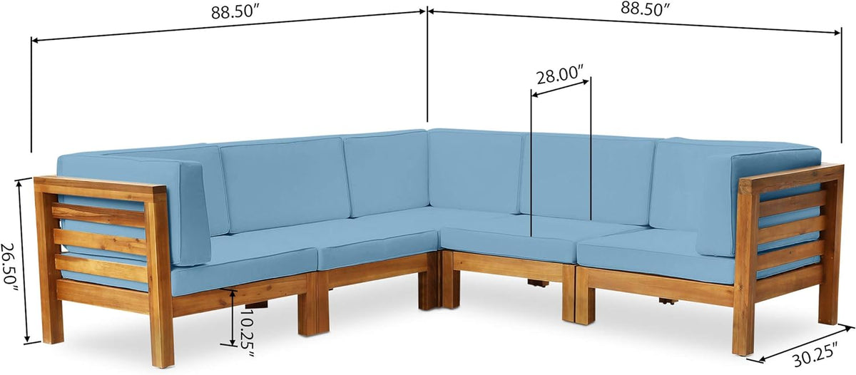 Elegant Acacia Wood and V Shape Sofa Set
