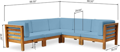 Elegant Acacia Wood and V Shape Sofa Set