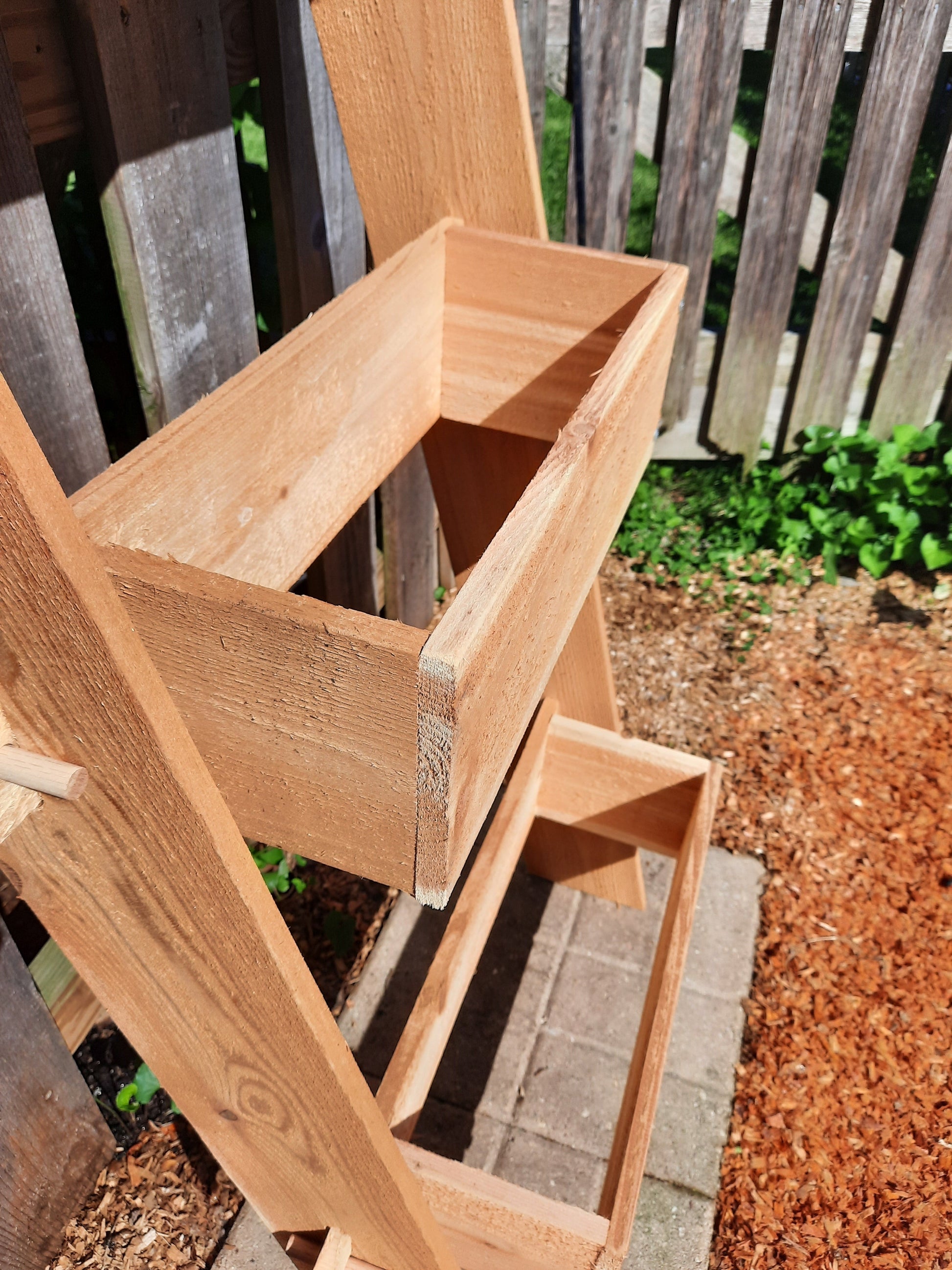 2-Tier Vertical Cedar Ladder Planter Box by Timberlane Gardens in natural cedar for small spaces on Tampa Home & Garden Store