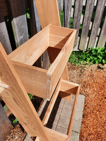 2-Tier Vertical Cedar Ladder Planter Box by Timberlane Gardens in natural cedar for small spaces on Tampa Home & Garden Store
