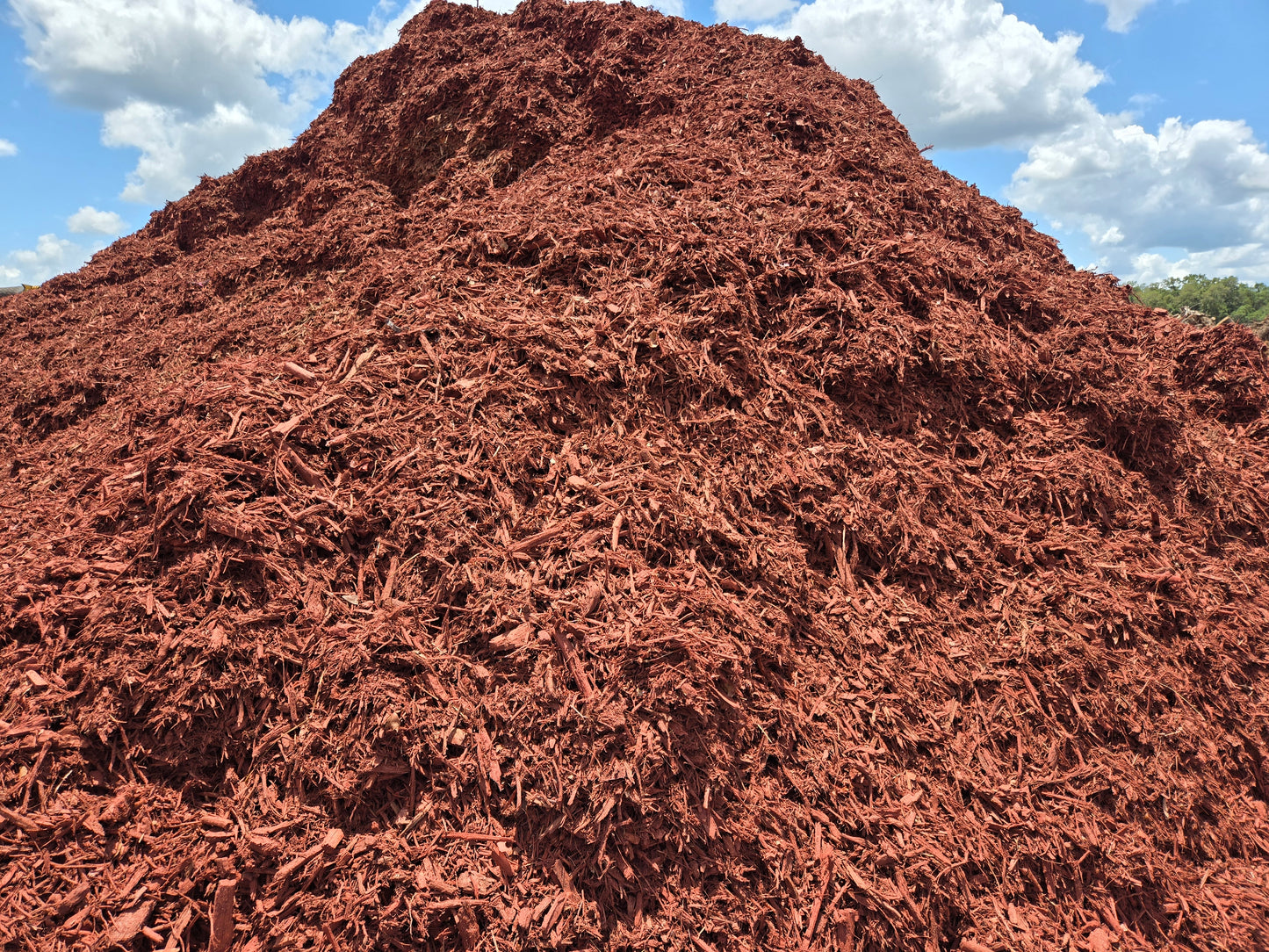 Order red mulch delivered and dumped in a pile as shown.